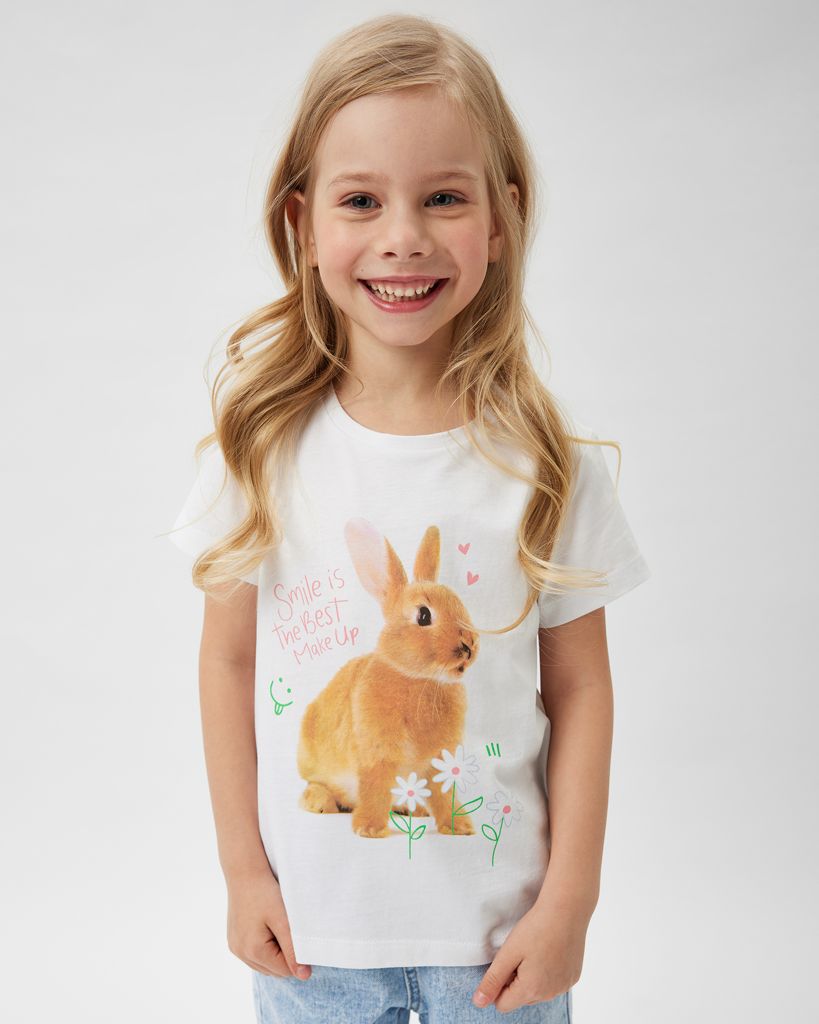Изображение товара Футболка Futurino Белая зайчик 100% хлопок короткий рукав