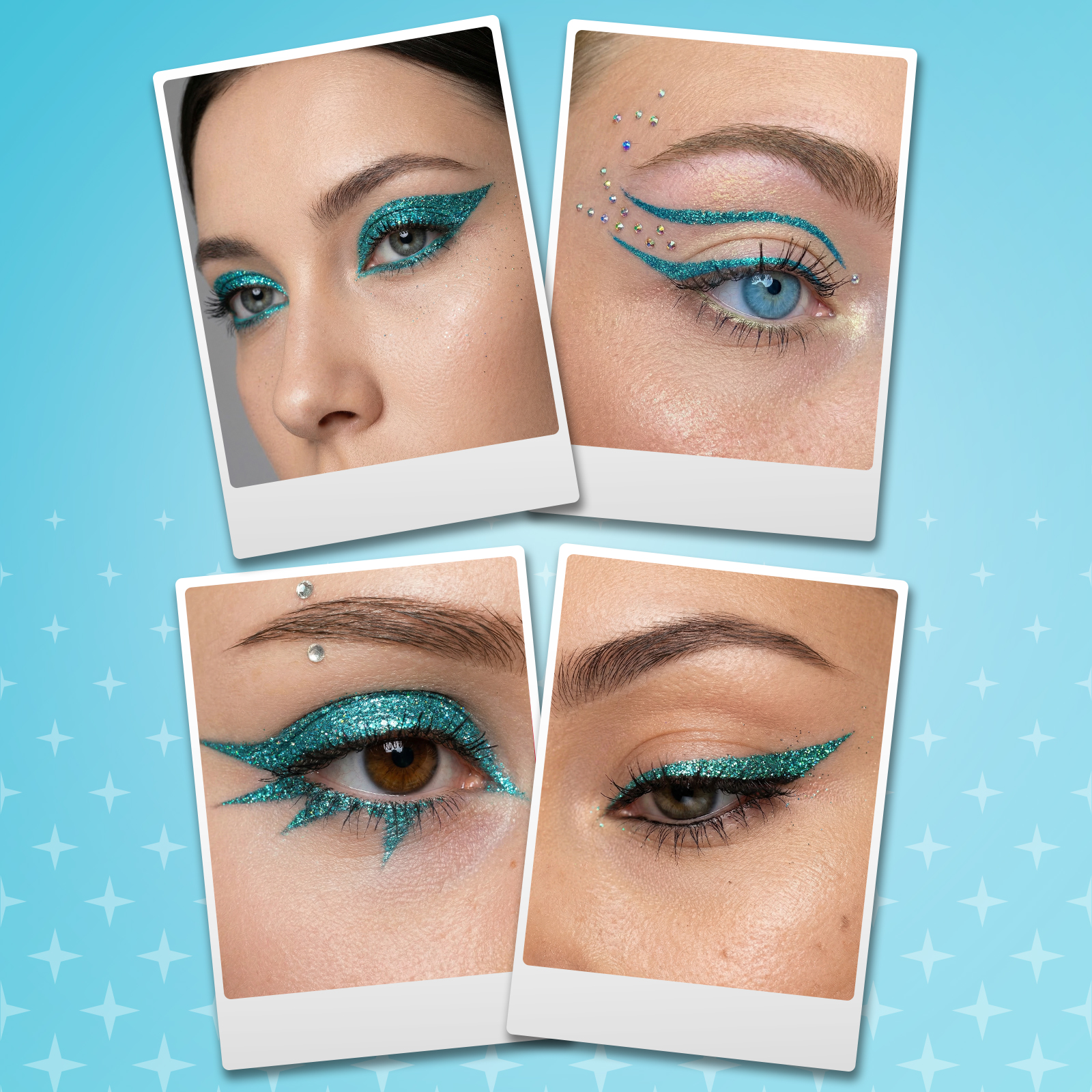 Блестящая подводка лайнер с глиттером ХОББИЛАБ для макияжа глаз ледяная лагуна с тонкой кисточкой - фото 6