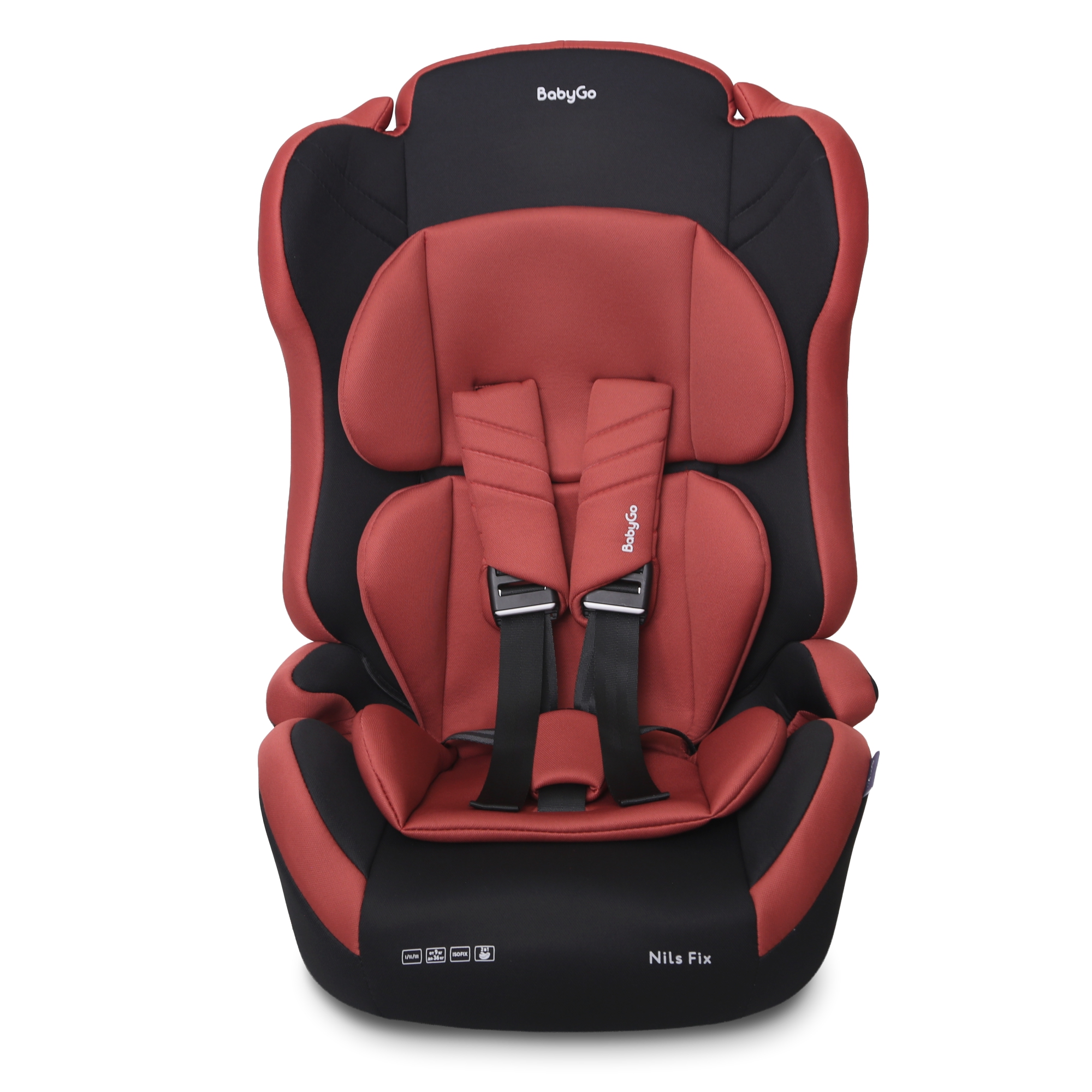 Автокресло BabyGo Nils Fix New Isofix 1/2/3 (9-36 кг) красный - фото 1