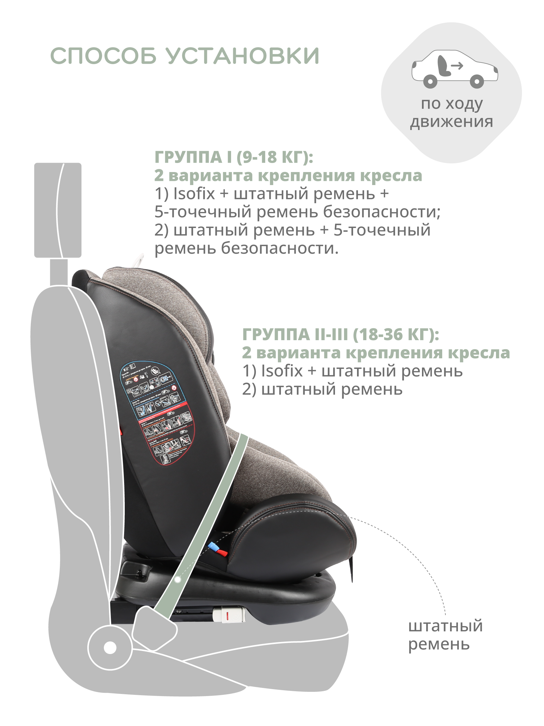 Автокресло Indigo Aero Isofix 0+/1/2/3 (0-36 кг) бежевый - фото 7