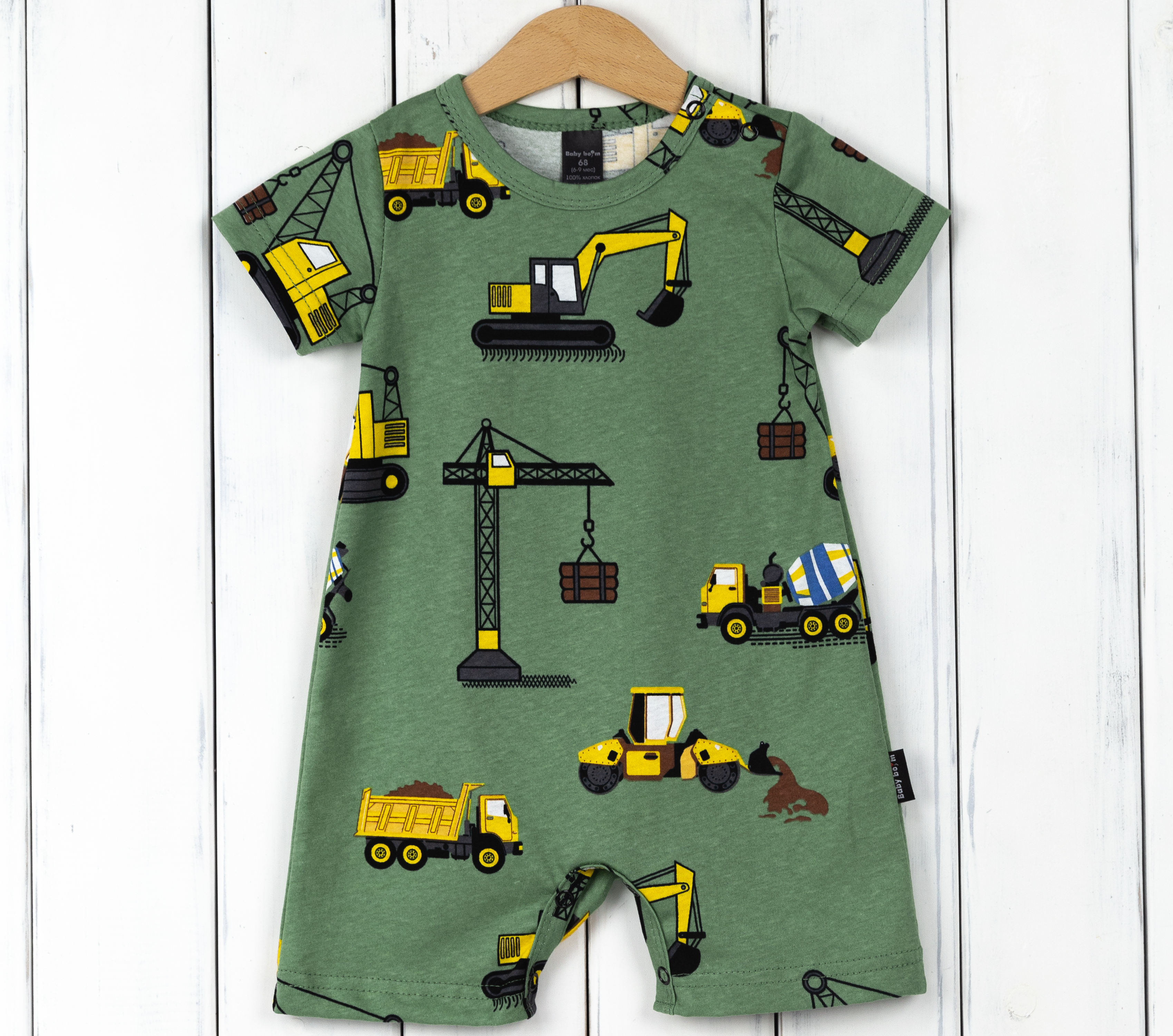 Песочник Baby boom К324/5-К техника на зелёном - фото 1