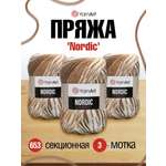 Пряжа YarnArt Nordic полушерстяная 150 г 510 м 653 меланж 3 мотка