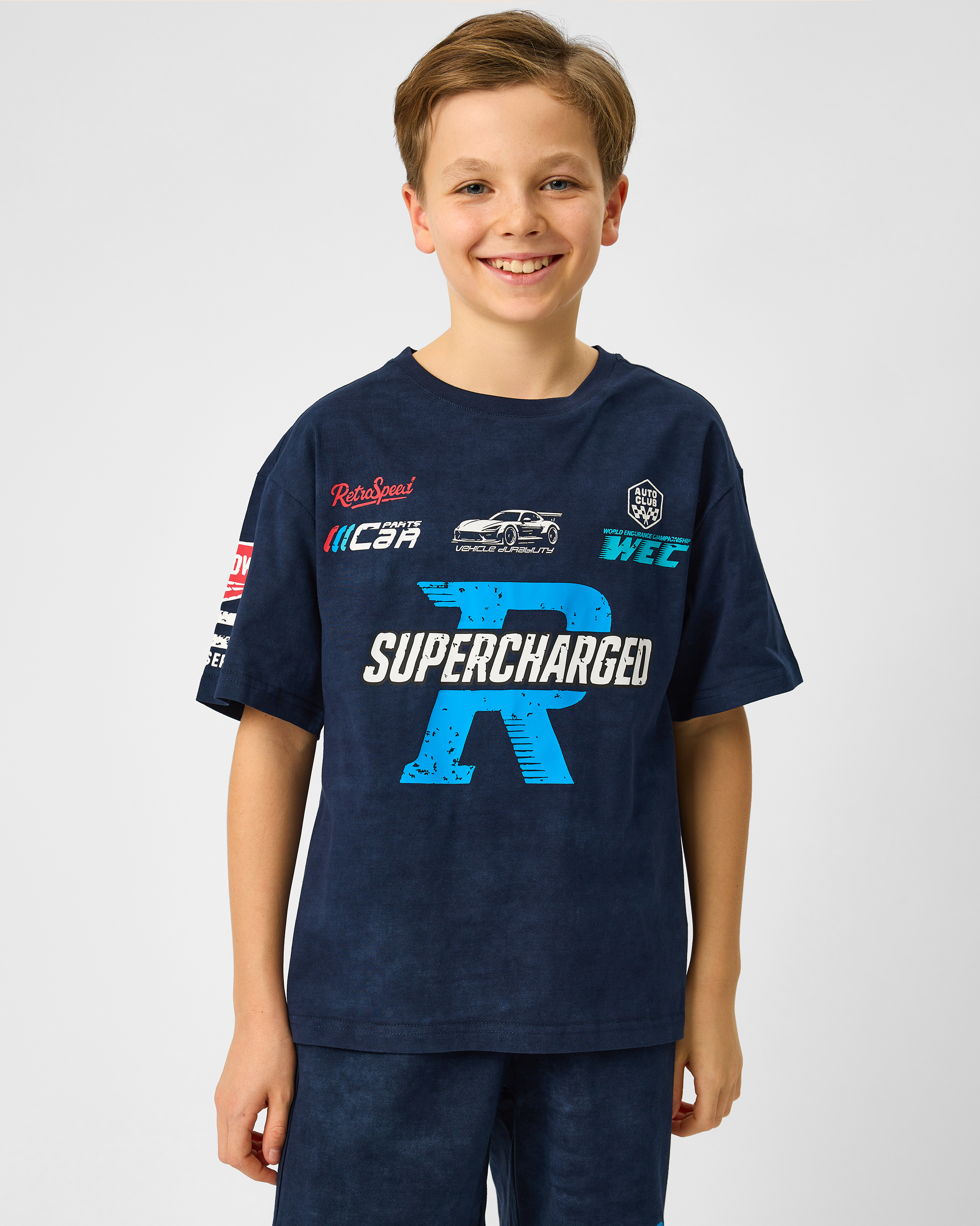 Изображение товара Детская синяя футболка Futurino 164 с принтом для мальчика