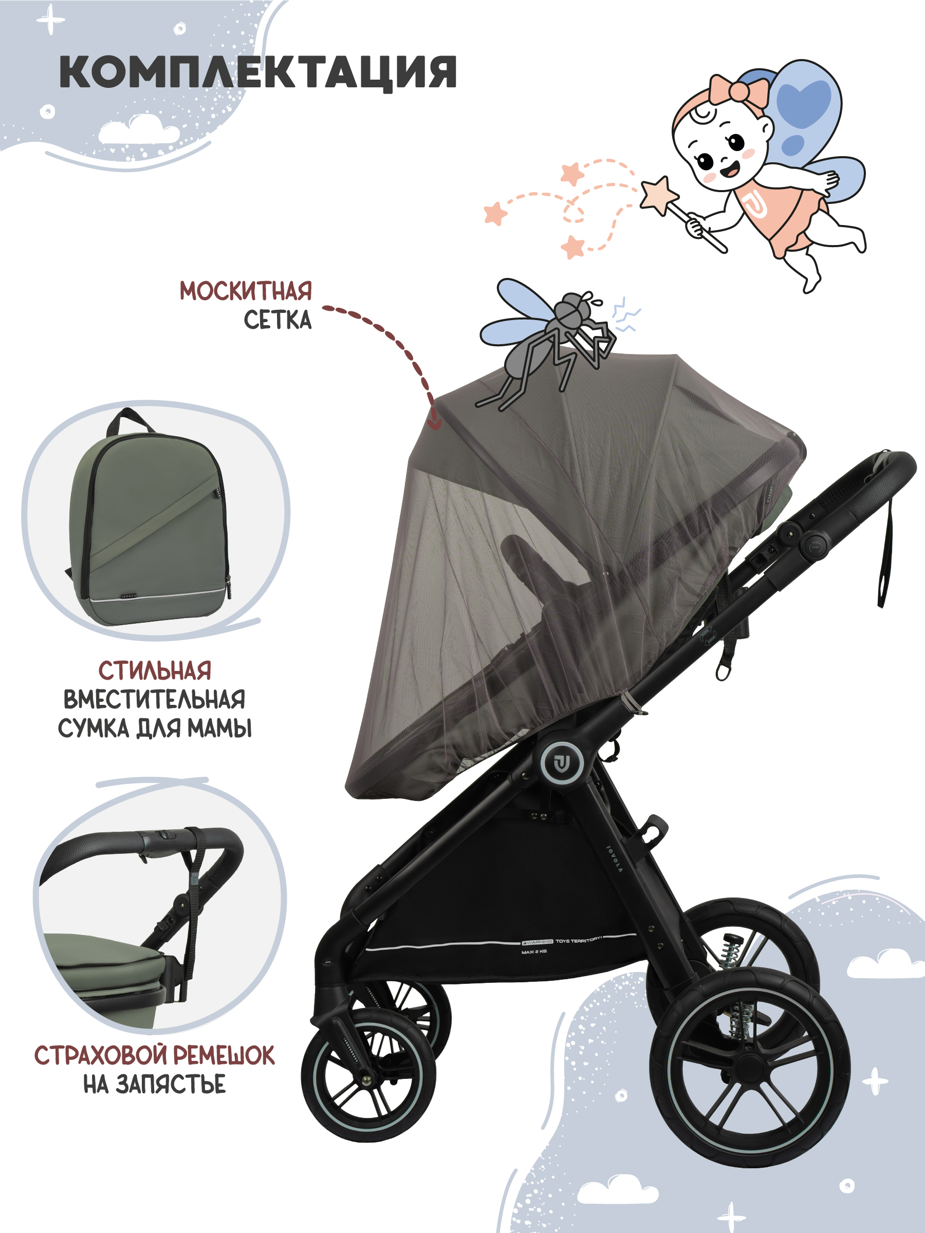 Коляска трансформер JOVOLA Truck перекидная ручка зеленый - фото 10