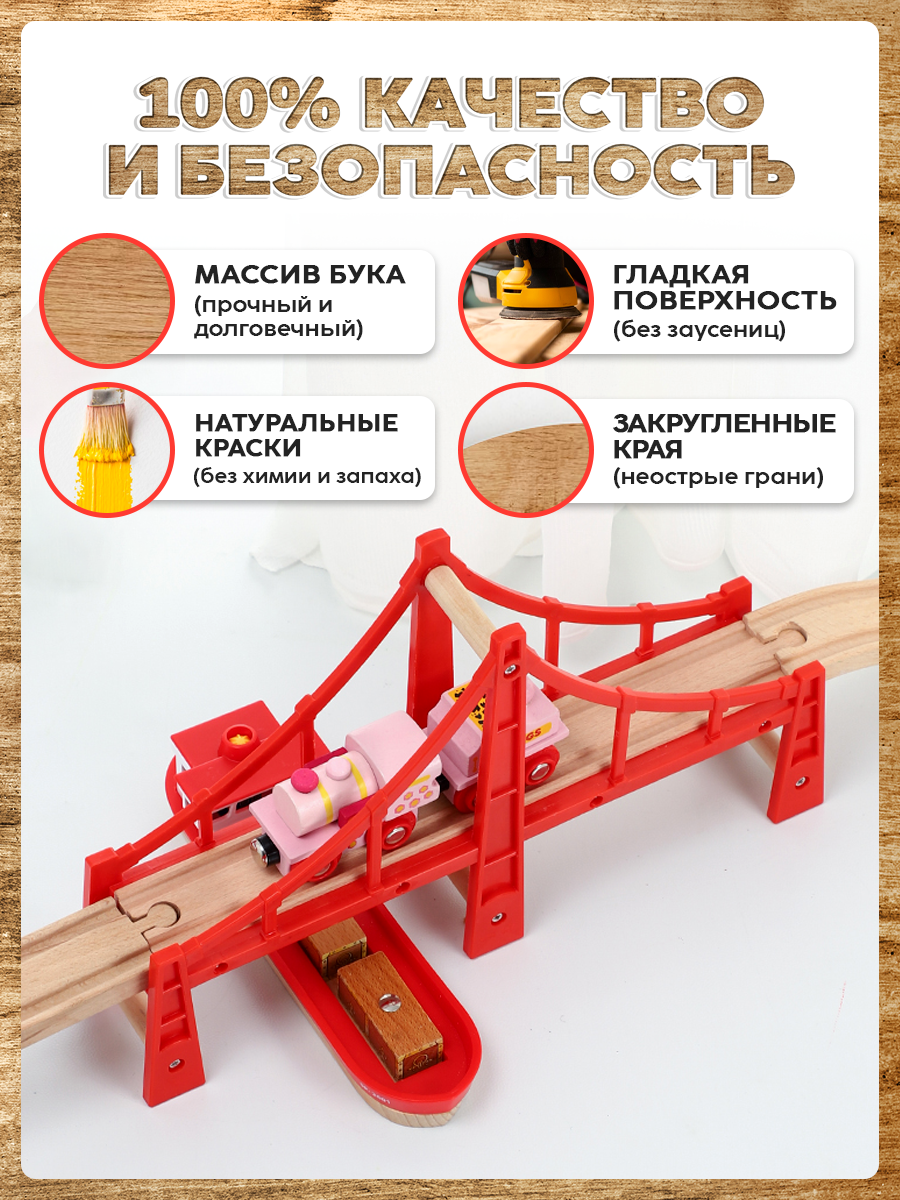 Дополнительные элементы А.Паровозиков 32 см мост01/красный - фото 2