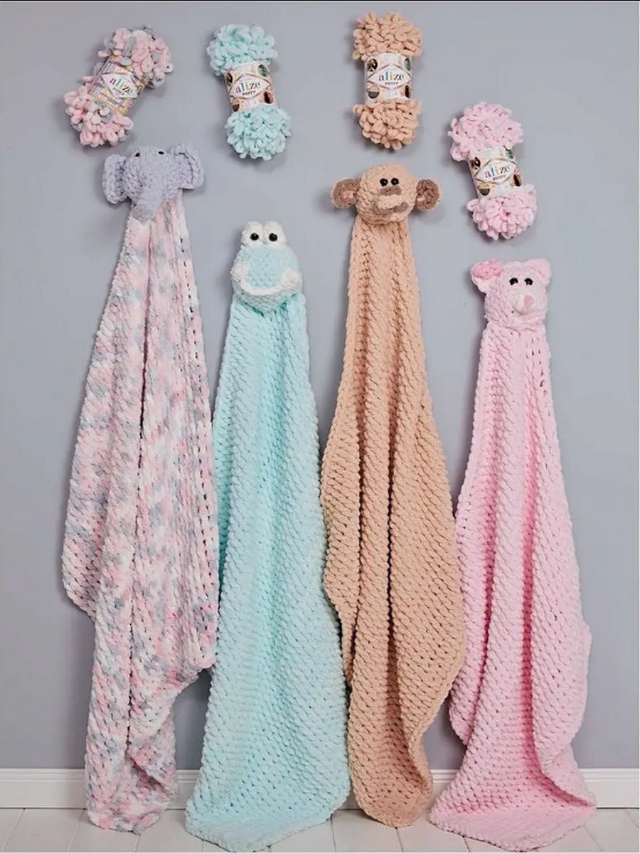 Пряжа для вязания Alize puffy fine color 100 г 14.5 м микрополиэстер плюшевая мягкая 6314 секционный 5 мотков - фото 8