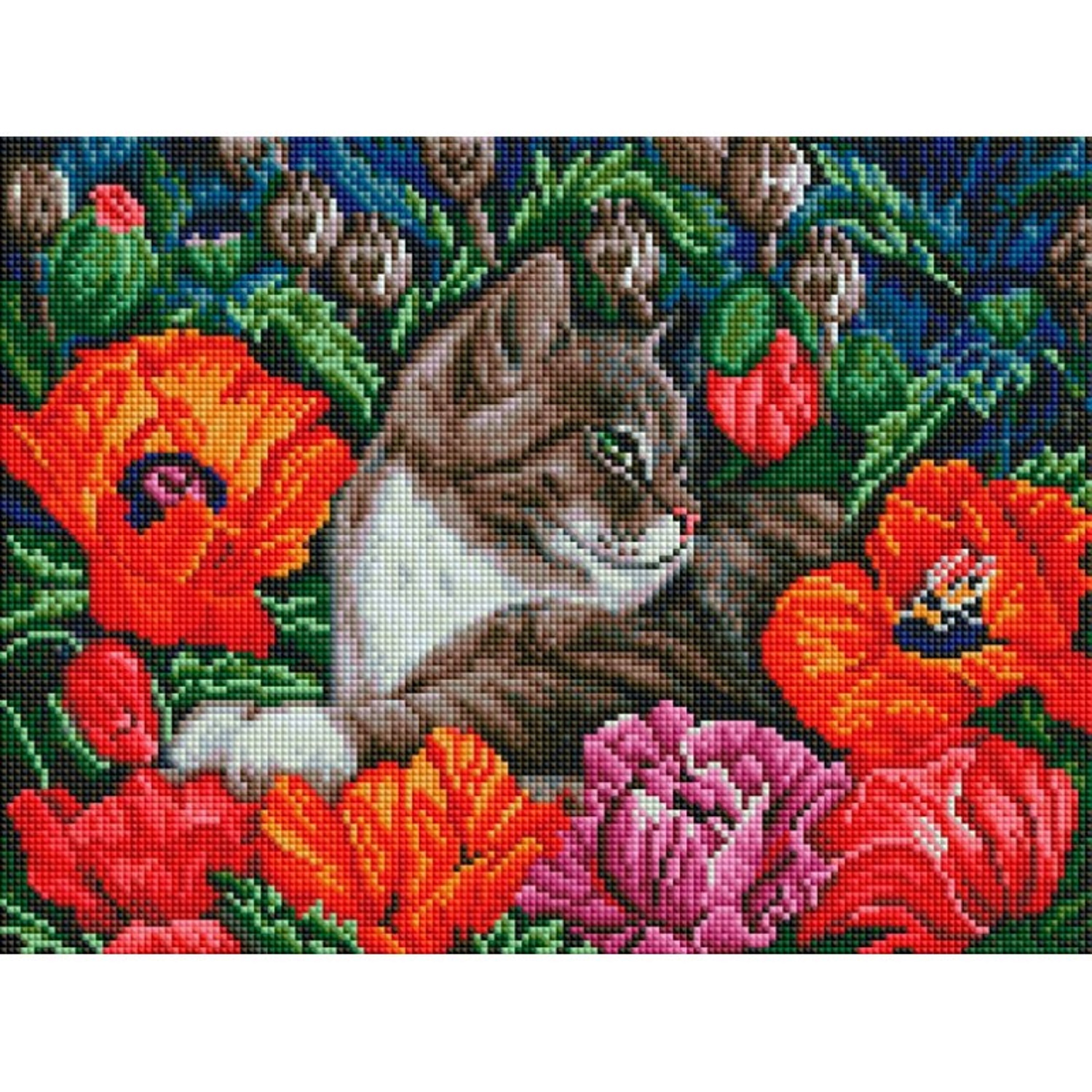 Алмазная мозаика Белоснежка Кот в маках - фото 1