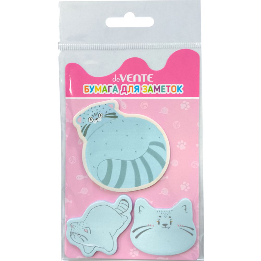 Набор клейкой бумаги для заметок deVENTE размер: 40x40 мм и 70x70 мм, 3x20 листов, ассорти форм, 3 дизайна - фото 1