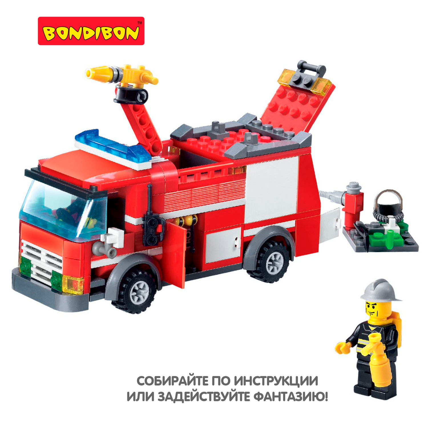 Конструктор Bondibon Пожарная Служба Машина 206 дет. - фото 4