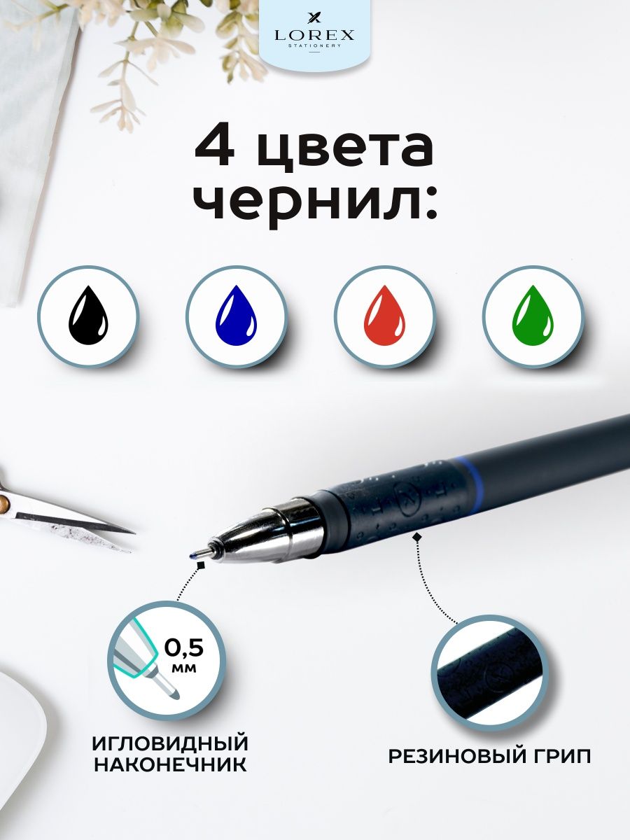 Ручка гелевая Lorex Stationery 4 шт. - фото 2