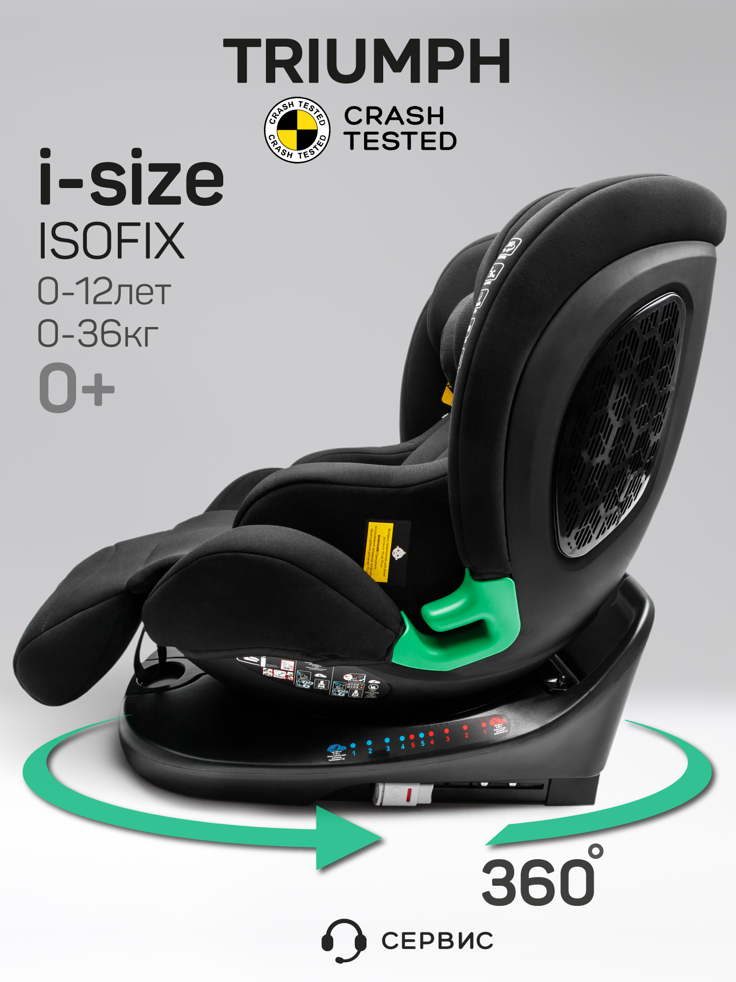 Автокресло Amarobaby Triumph Isofix 0+/1/2/3 (0-36 кг) черный - фото 2