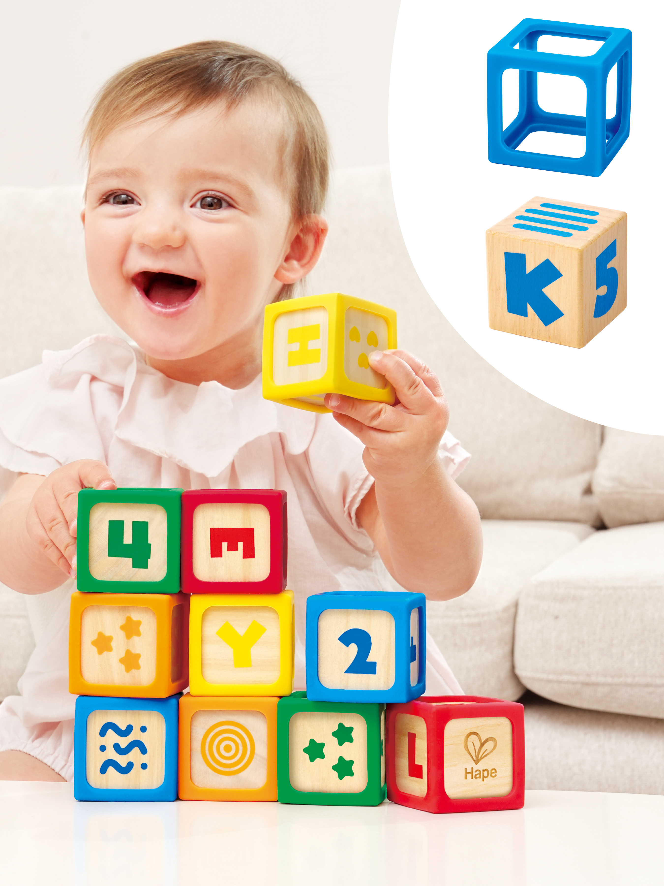 Изображение товара Детские деревянные Кубики Hape 10 шт яркие и безопасные для малышей