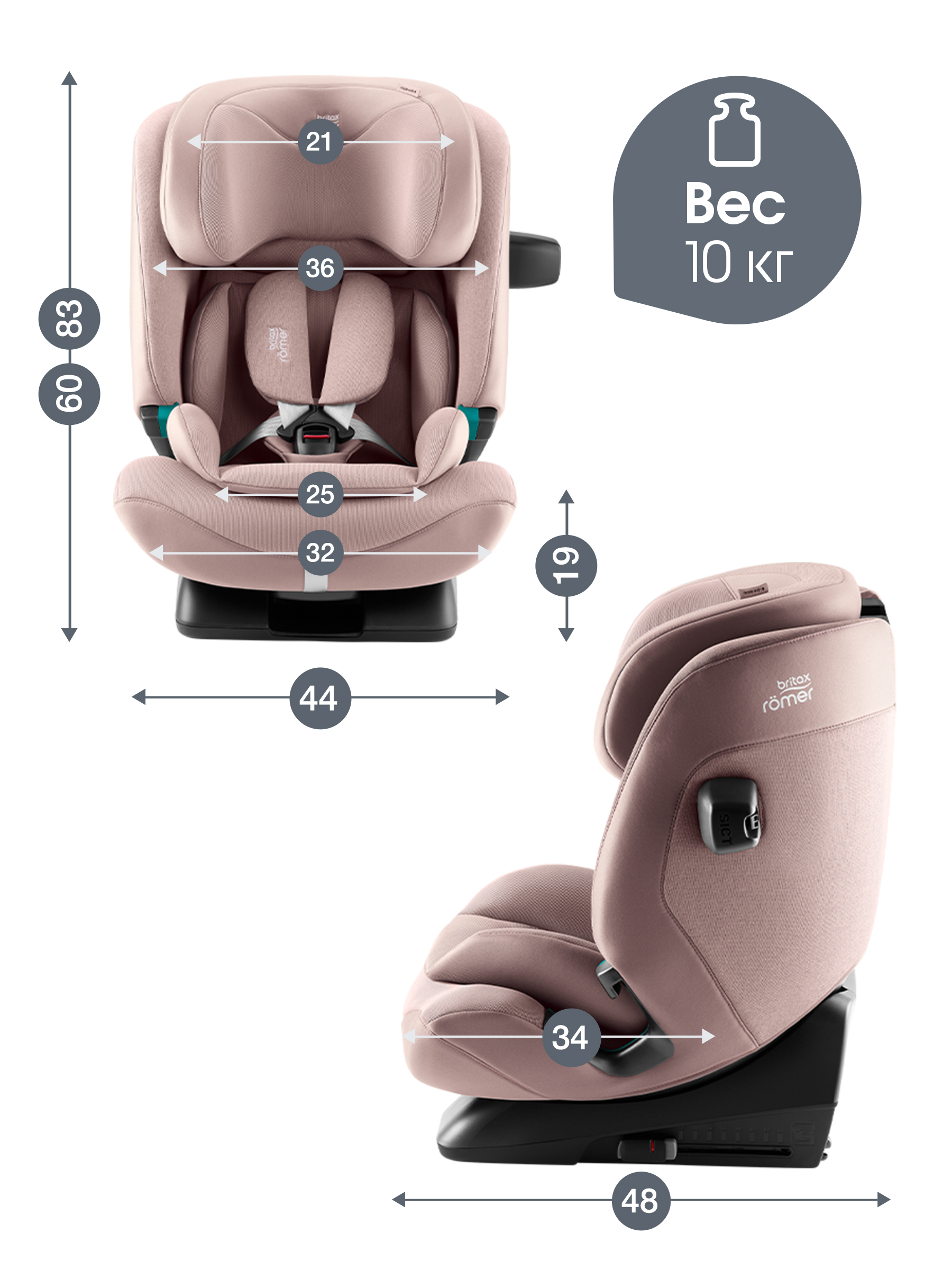 Автокресло Britax Roemer Advansafix Pro Isofix 1/2/3 (9-36 кг) розовый - фото 13