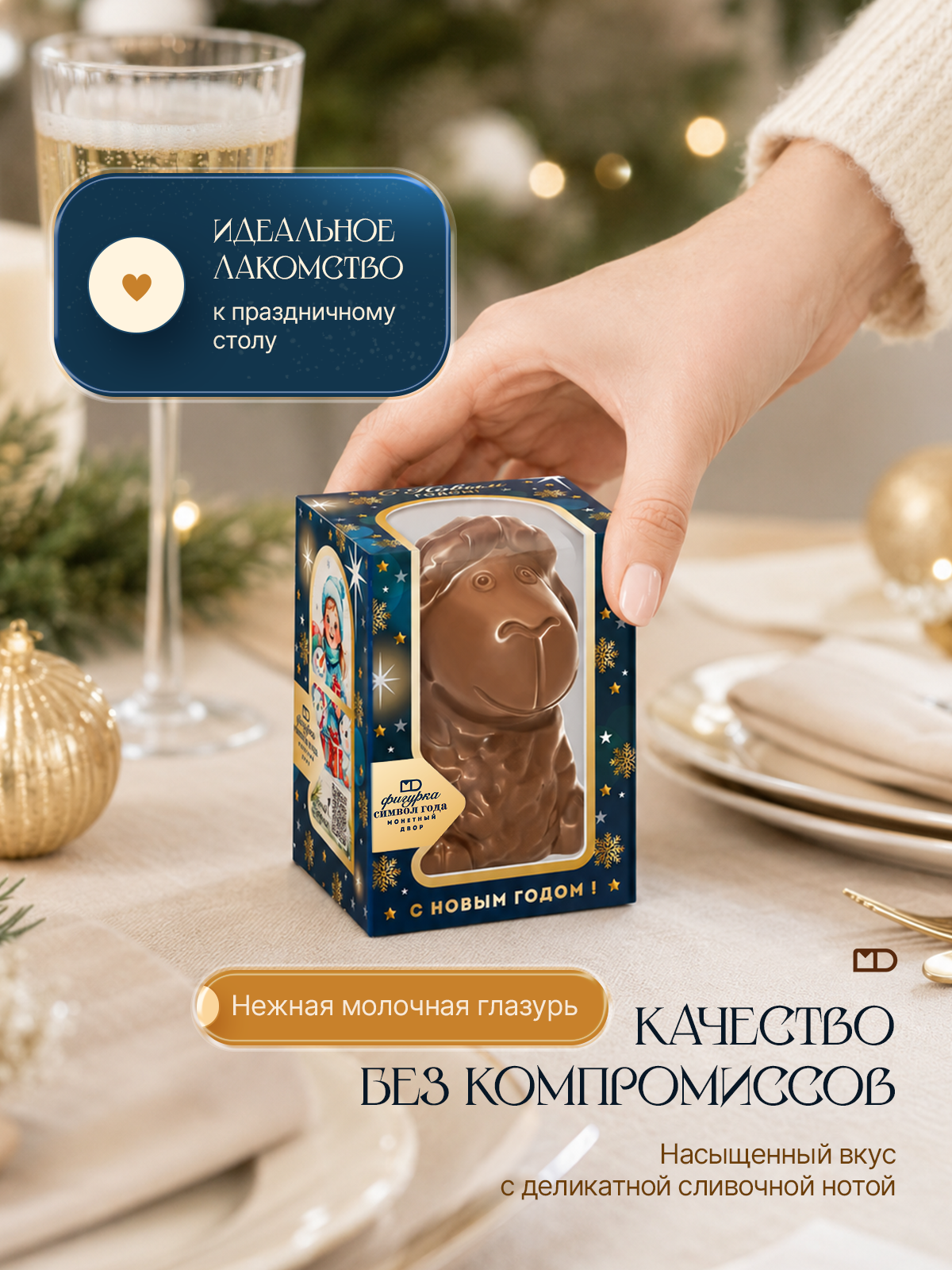 Шоколадная фигурка Овечка Монетный двор подарочный набор шоко фигурок Символ года 3 шт - фото 9