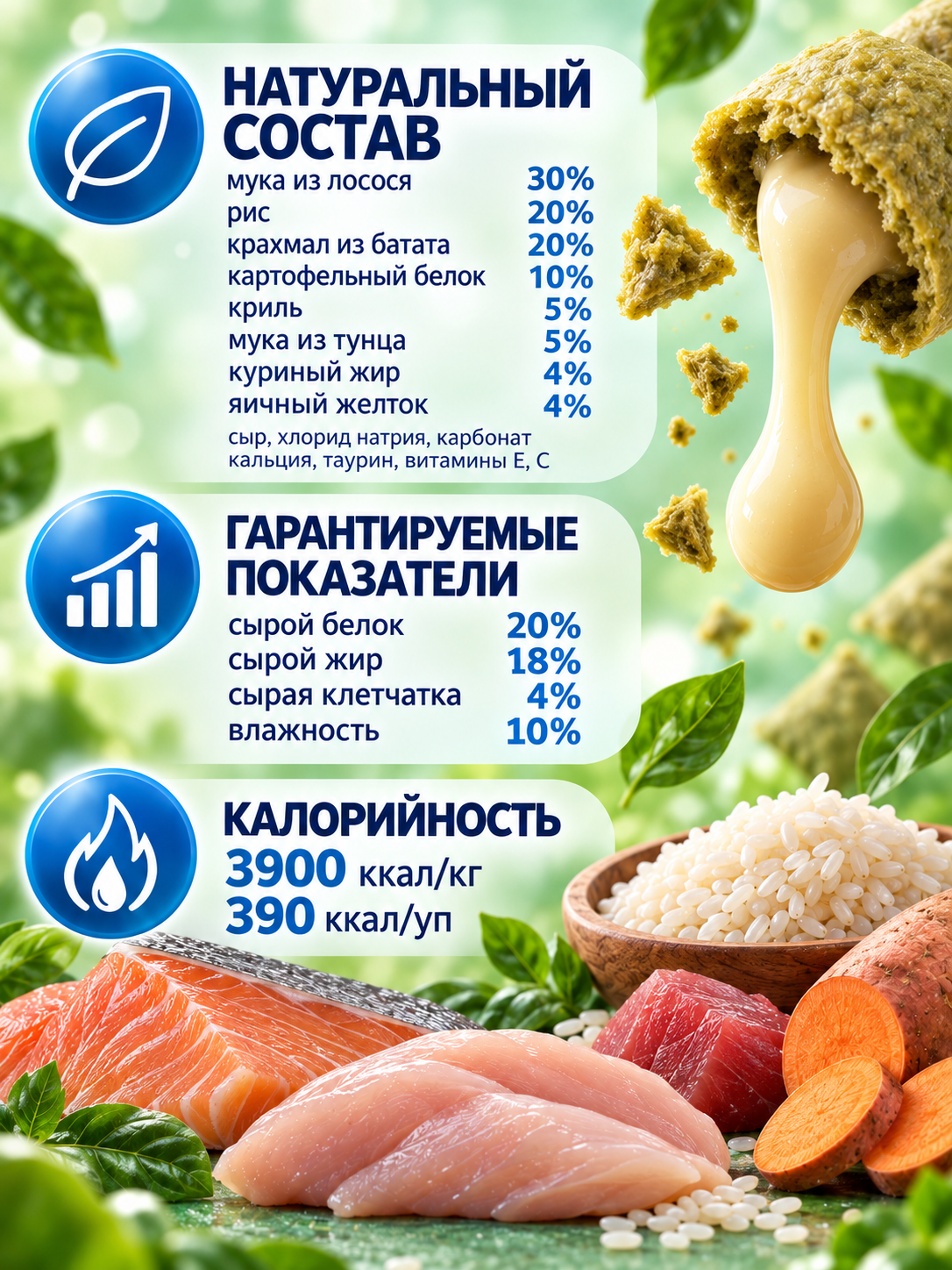 Лакомство сухое для кошек PINK Sensation Хрустящие подушечки с лососем 100г 2 шт. - фото 5