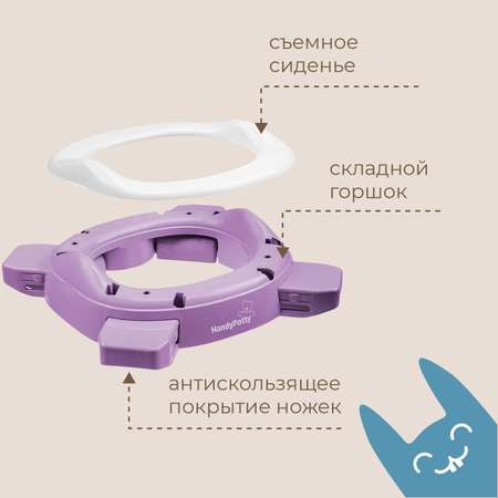 Горшок дорожный ROXY-KIDS складной и насадка на унитаз HandyPotty с тремя пакетами цвет сиреневый