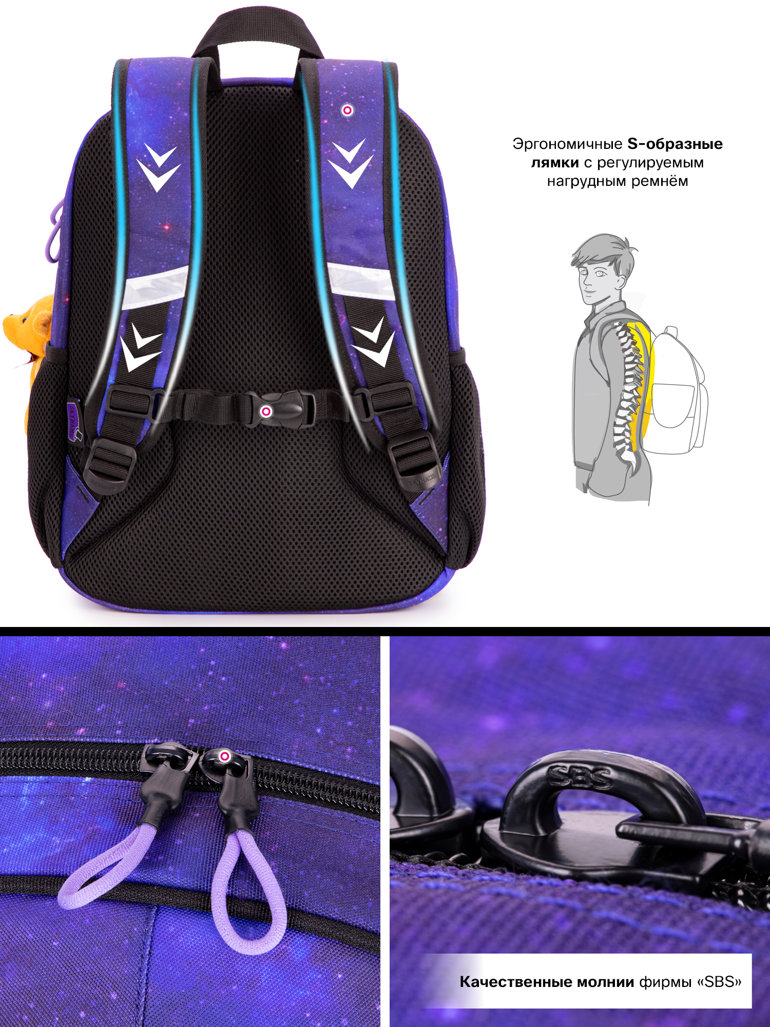 Рюкзак SkyName 17л анатомическая спинка+мишка - фото 11