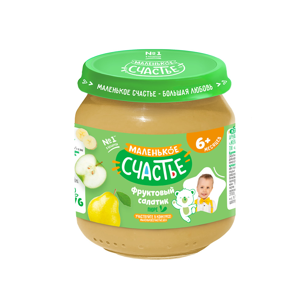Пюре Маленькое счастье Фруктовый салатик с 6 мес 90 г - фото 1