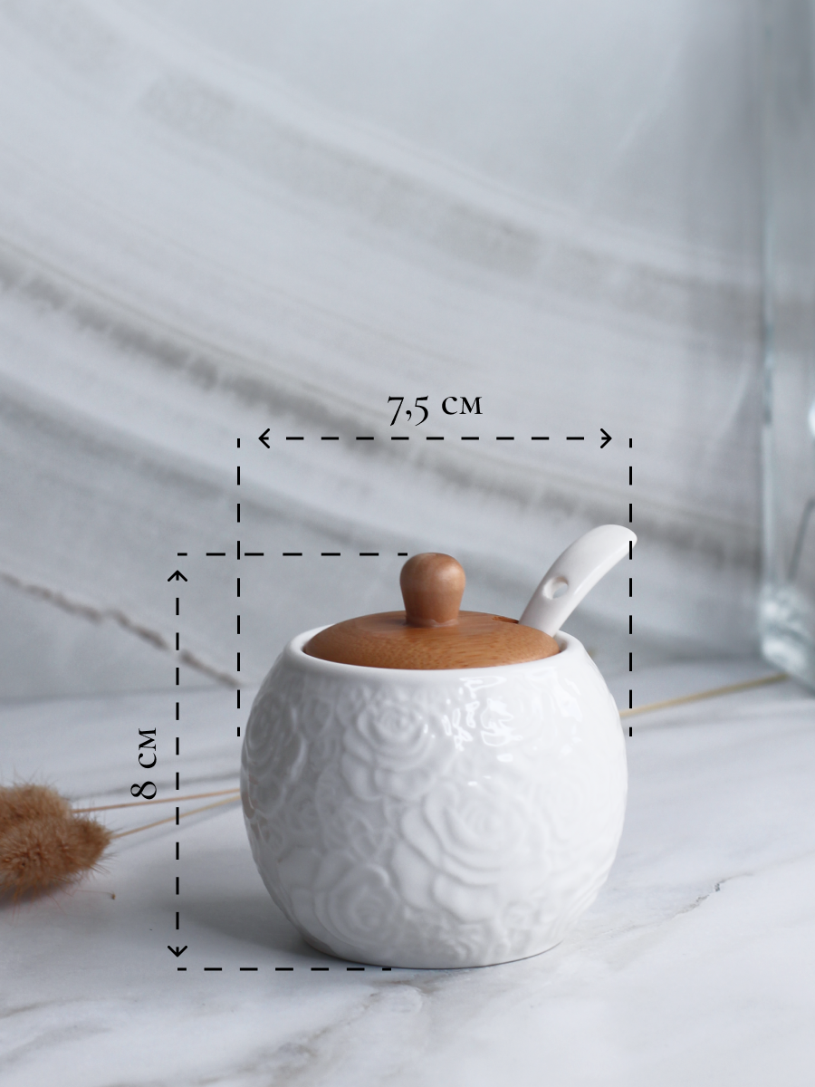 Сахарница Balsford Фарфоровая белая с ложечкой 200 мл - фото 3