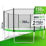 Батут каркасный Simple 12 ft UNIX line Green с внешней защитной сеткой общий диаметр 366 см до 150 кг