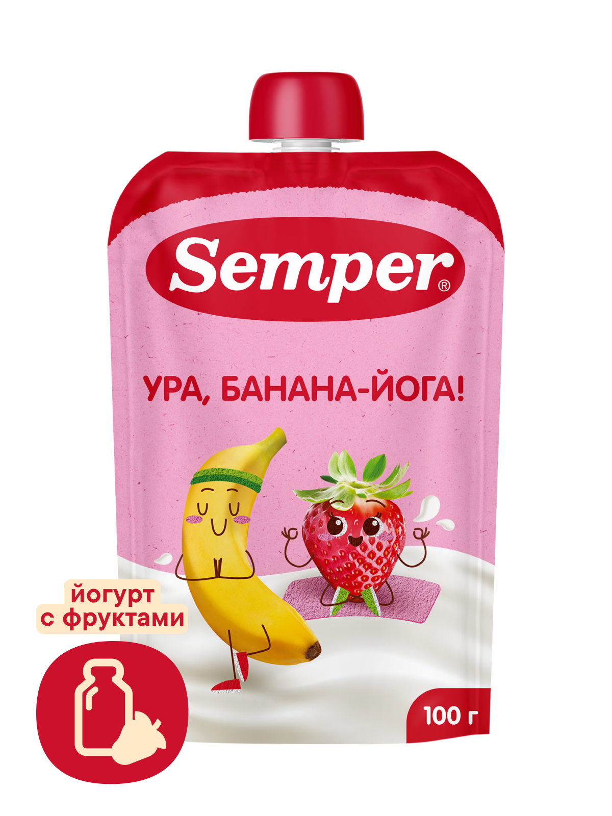Изображение товара Пюре Semper Банан-клубника-йогурт с 8 мес 100 г Изображение товара Пюре Semper Банан-клубника-йогурт с 8 мес 100 г