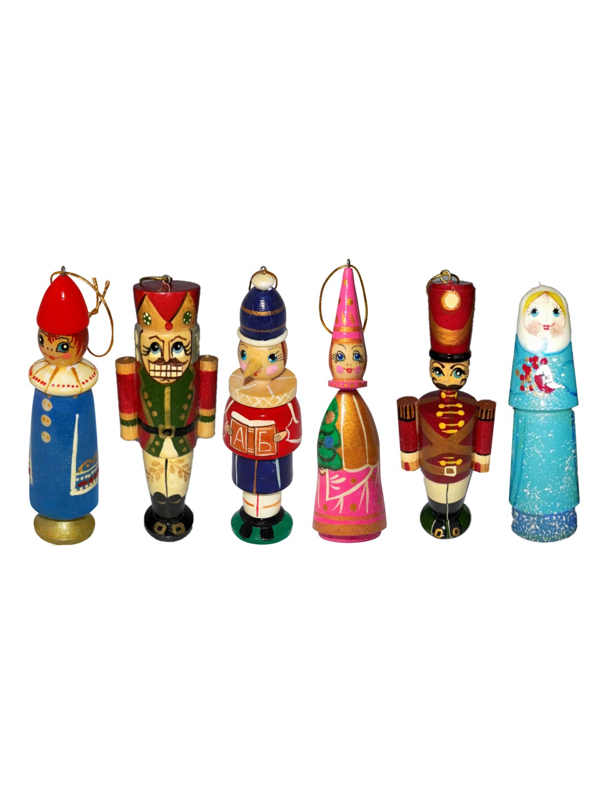 Елочная игрушка Хохлома Оптом фигурки елочные деревянные набор 6 шт - фото 1