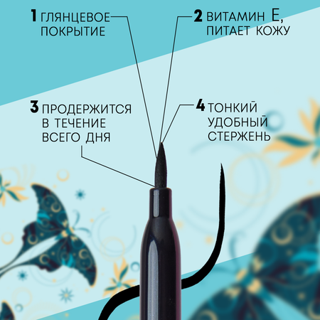 Глянцевая подводка-фломастер MAGIE academie Для глаз с кисточкой тон Gloss black