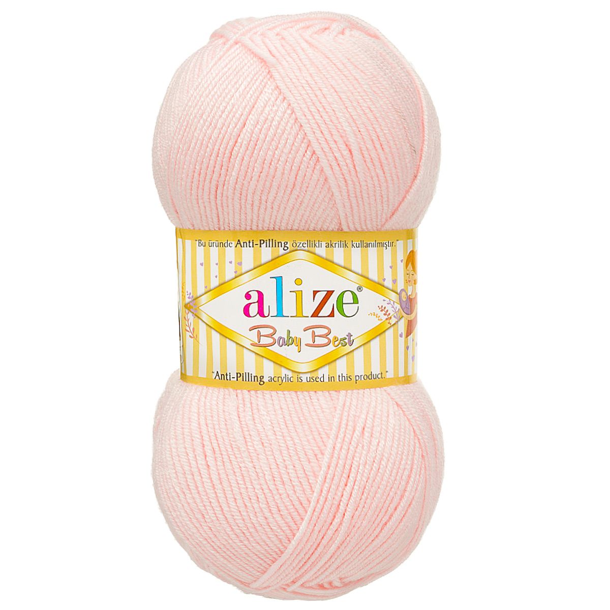 Пряжа для вязания Alize baby best бамбук акрил с эффектом антипиллинг 100 г 240 м 184 розовая пудра 5 мотков - фото 4