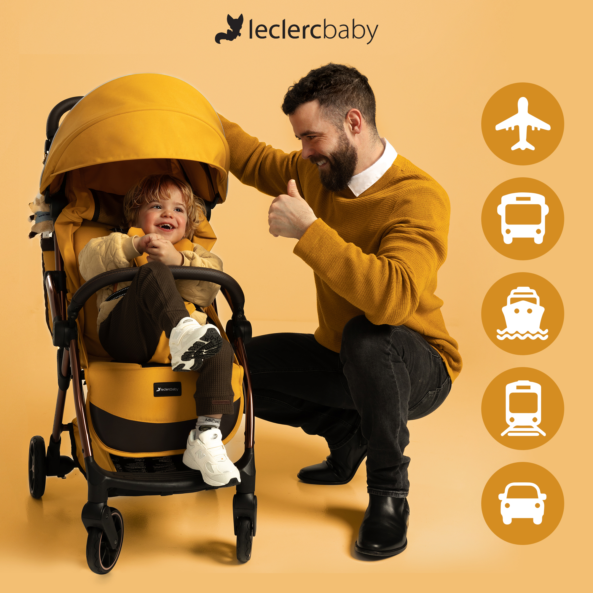 Коляска прогулочная Leclerc Influencer Air Golden Mustard - фото 2