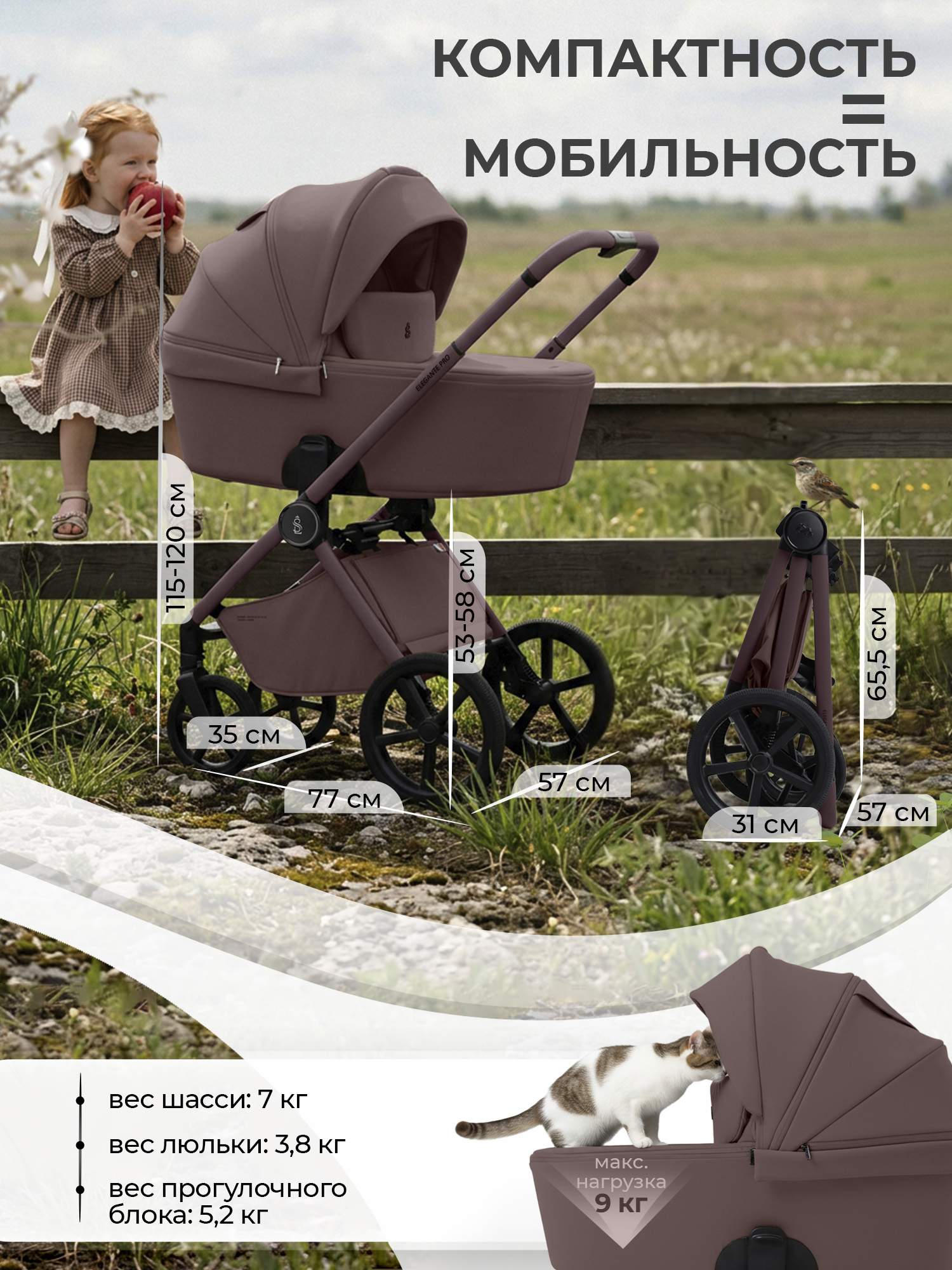 Коляска 2в1 Sweet Baby SBL Elegante Pro Mokka коричневый - фото 3