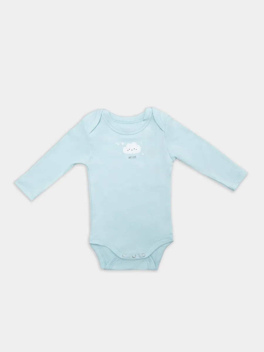 Боди 3 шт Mark Formelle (Марк Формэль) 13016-3/голубой +облака на сером +звезды на сине -сером - фото 13