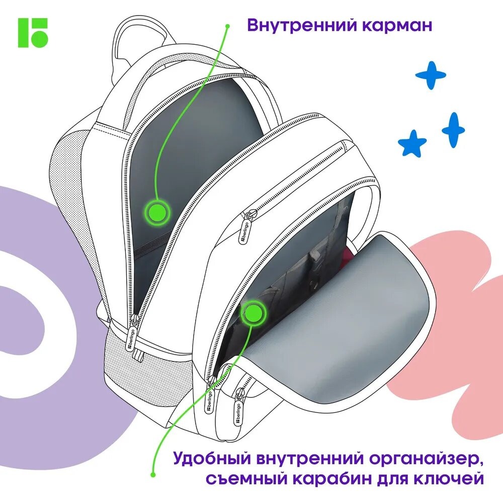 Рюкзак BERLINGO Grey-pink - фото 5