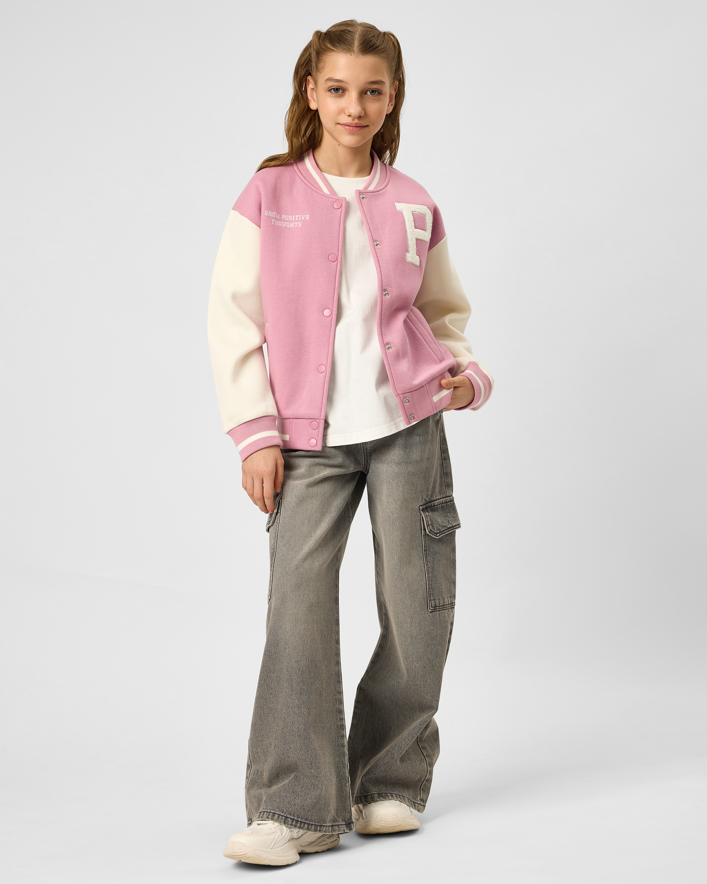 Изображение товара Джинсы для девочки Futurino 158 широкие серый 100% хлопок