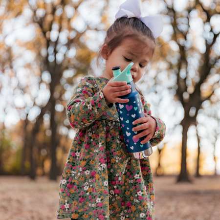 Детская термобутылка Klean Kanteen Insulated Kid Classic Narrow 12oz Navy Hearts 355 мл