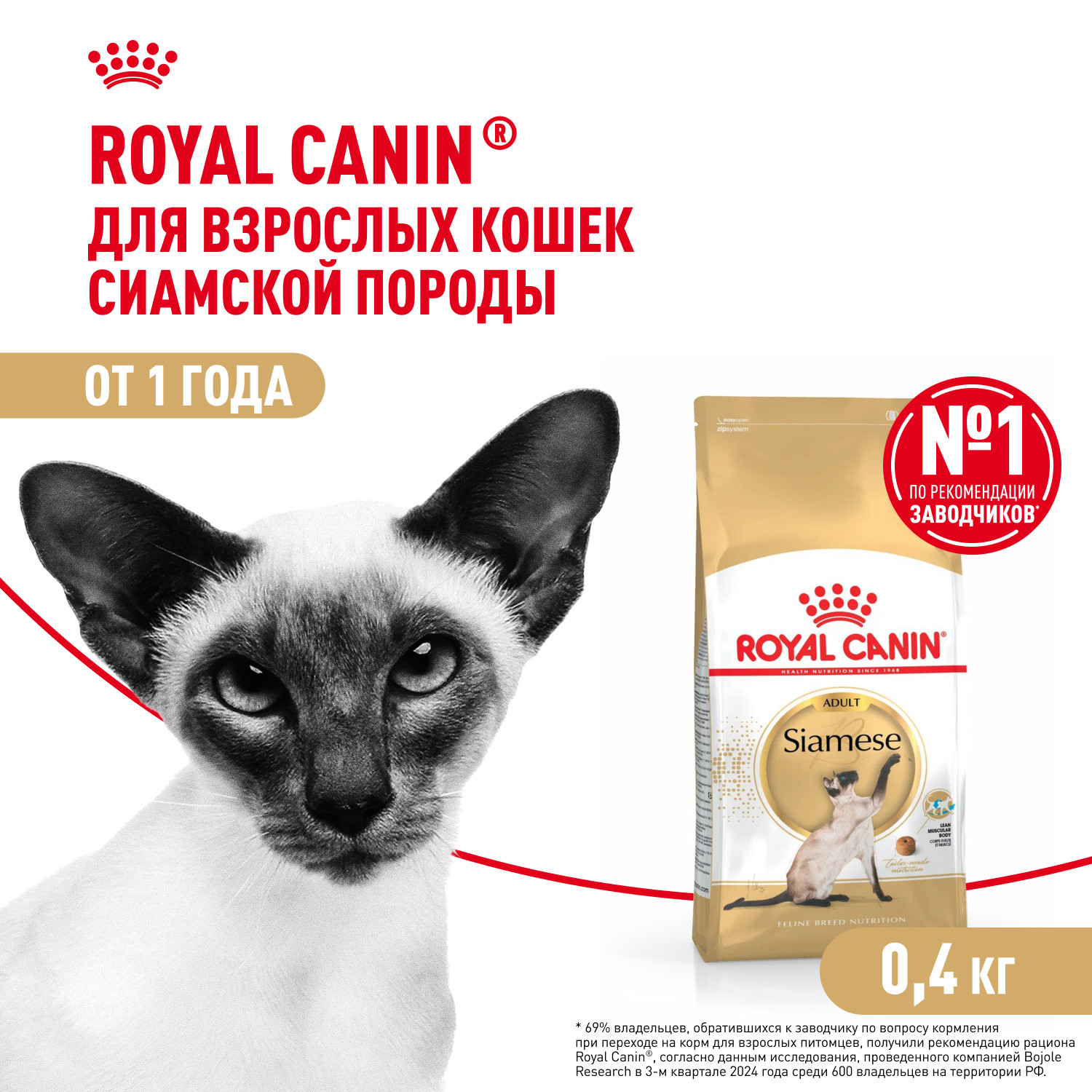 Корм сухой для кошек ROYAL CANIN Siamese 400г - фото 1