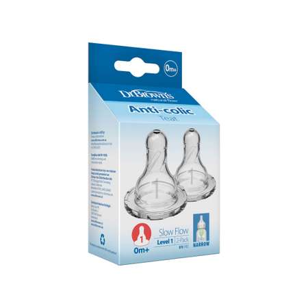Соска Dr Browns Anti-Colic силикон (медленный поток) 2 шт.