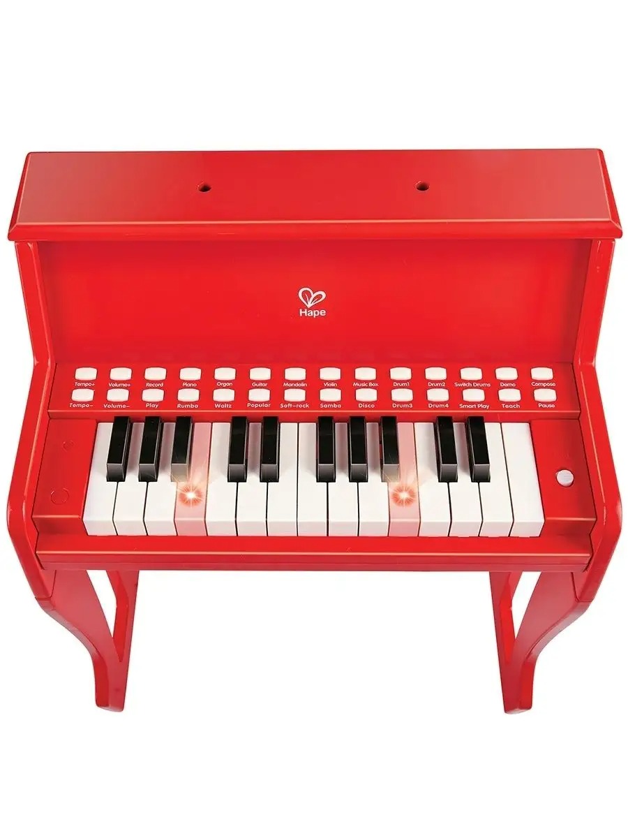 Игрушка музыкальная Hape Пианино красный с табуреткой пианино - фото 10