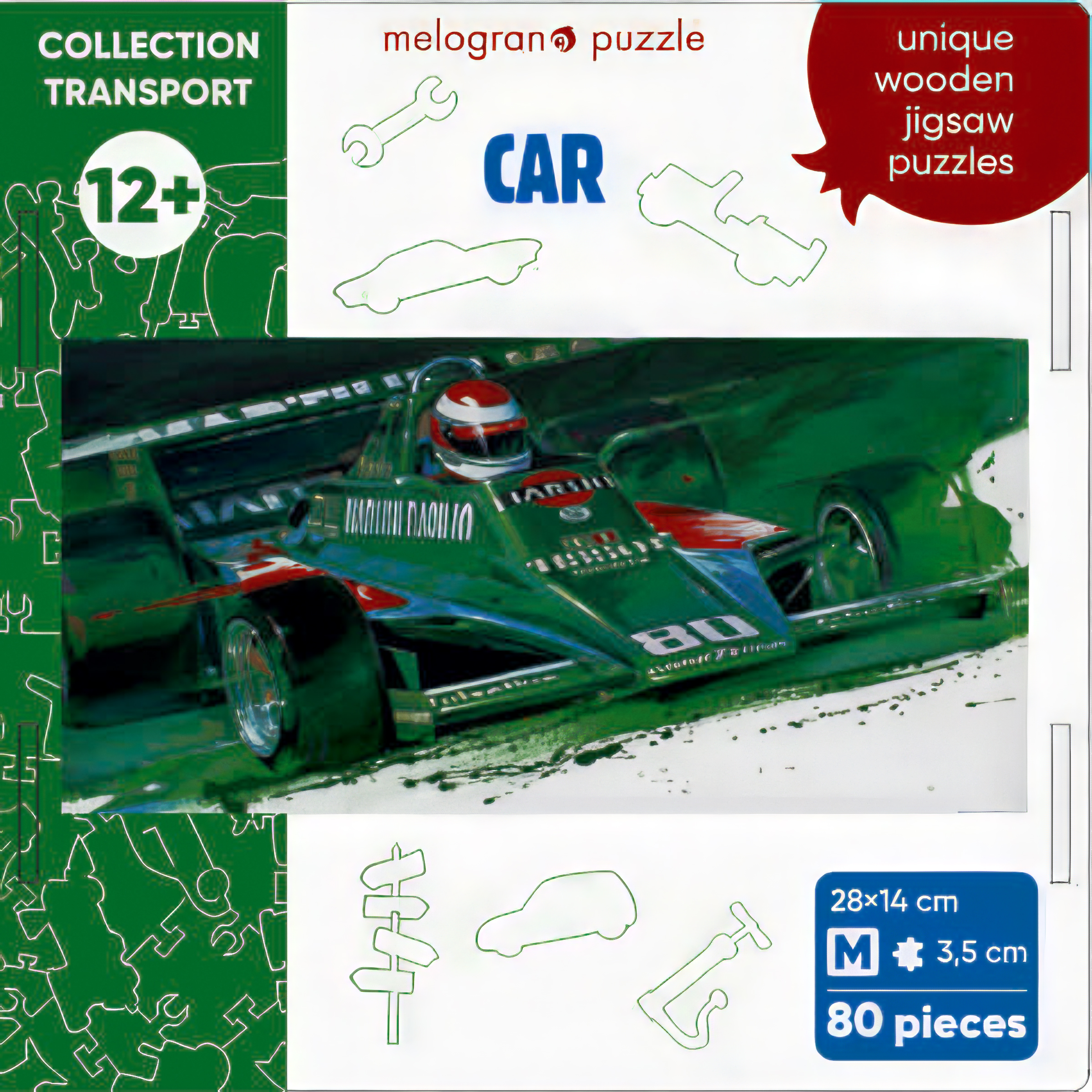 Пазл 1TOY Гоночный автомобиль зеленый деревянный - фото 1