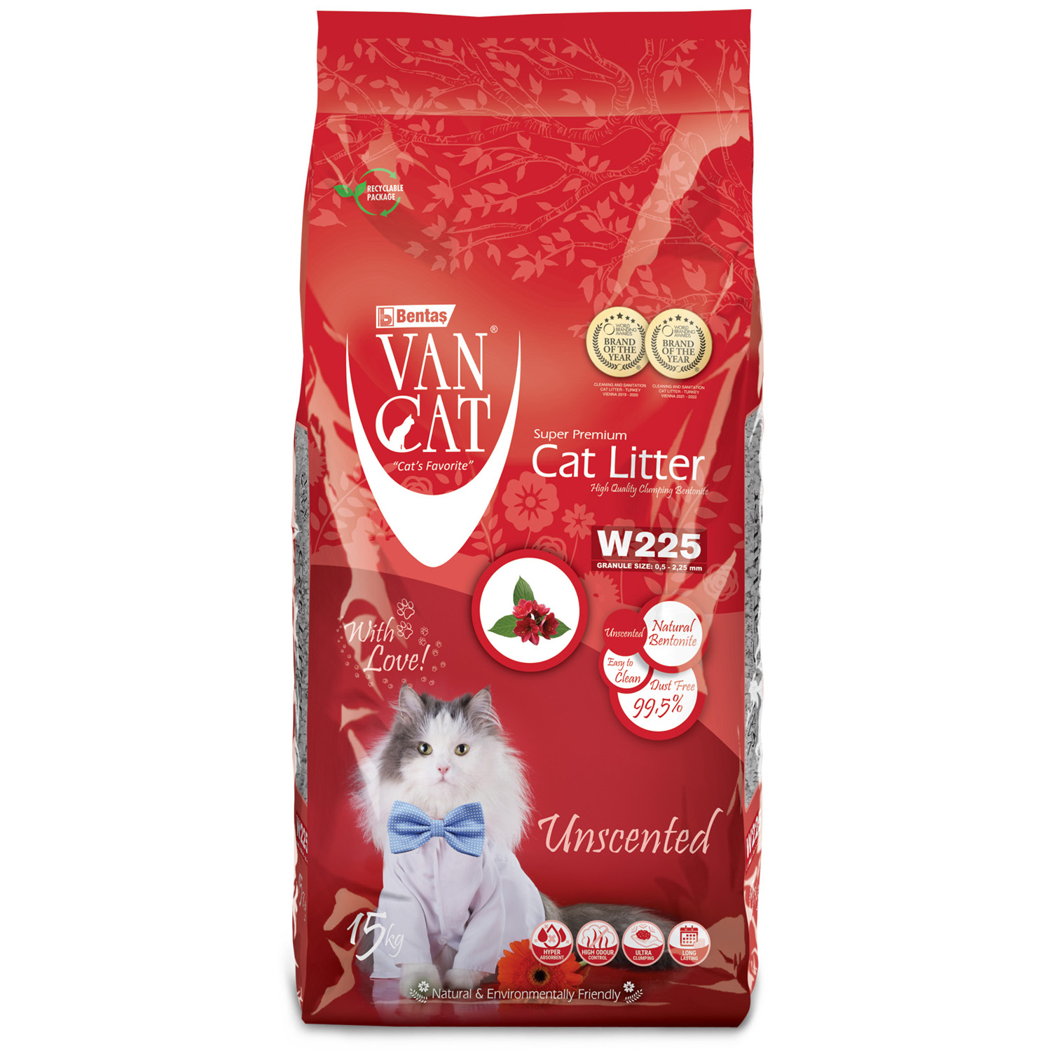 Наполнитель для кошек Van Cat Natural комкующийся натуральный 15кг - фото 1