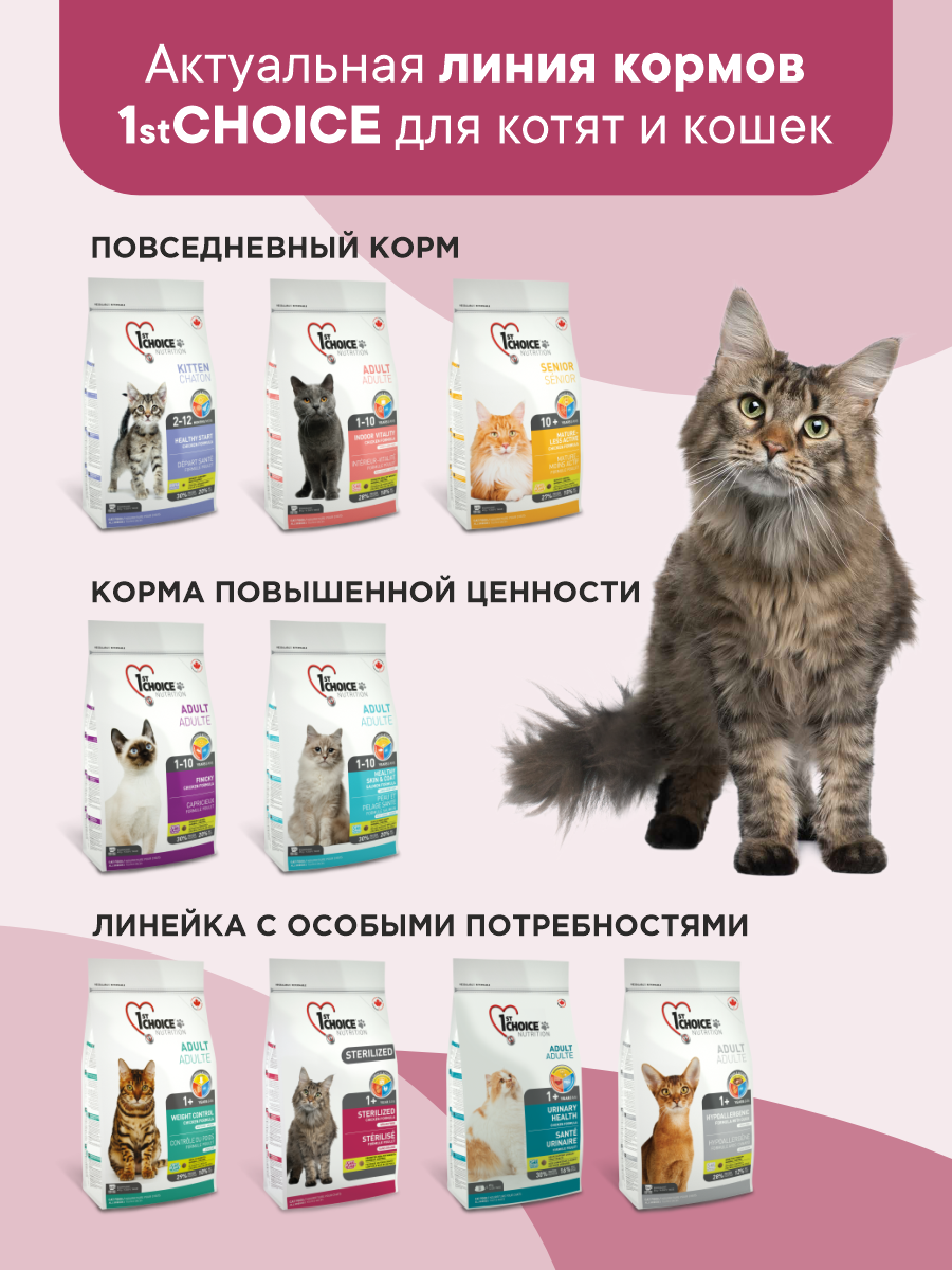Корм сухой 1st Choice беззерновой для стерилизованных кошек на курице с бататом 5кг - фото 10