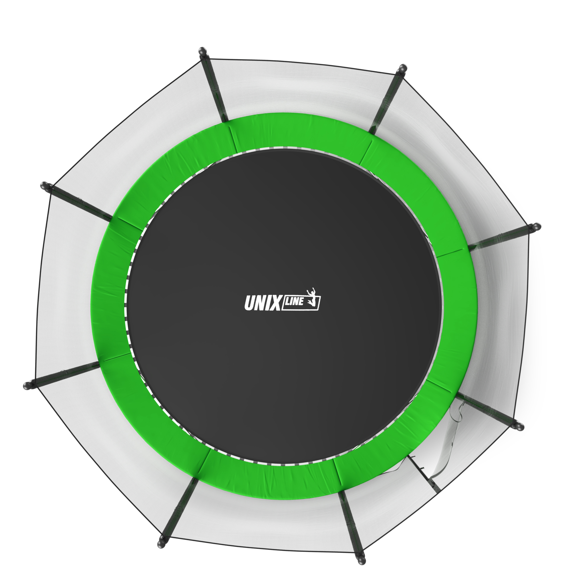 Батут каркасный Simple 12 ft UNIX line Green с внешней защитной сеткой общий диаметр 366 см до 150 кг - фото 15