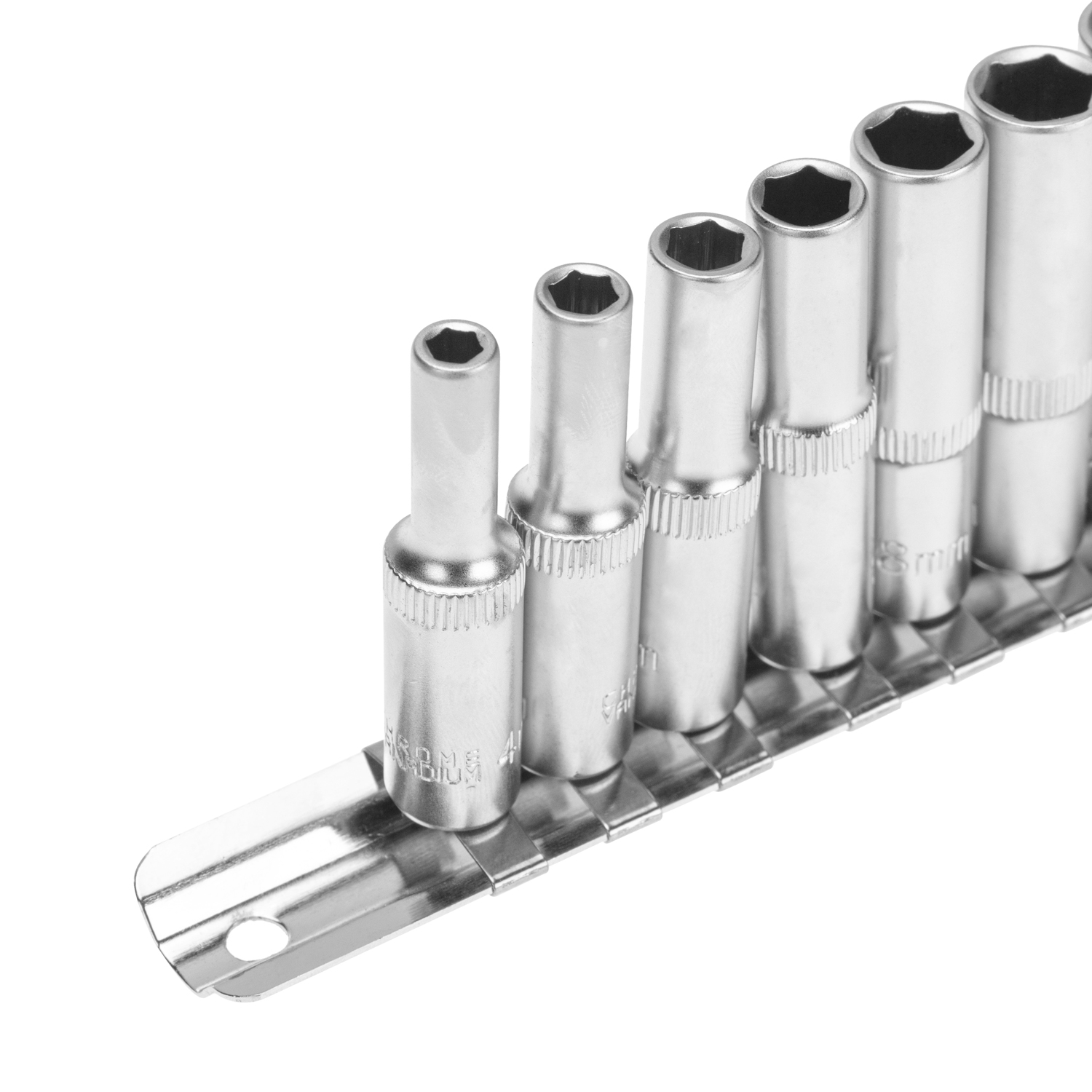 Набор удлиненных торцевых головок 1/4, шестигранные, CrV, 10 шт., 4-13мм - фото 5