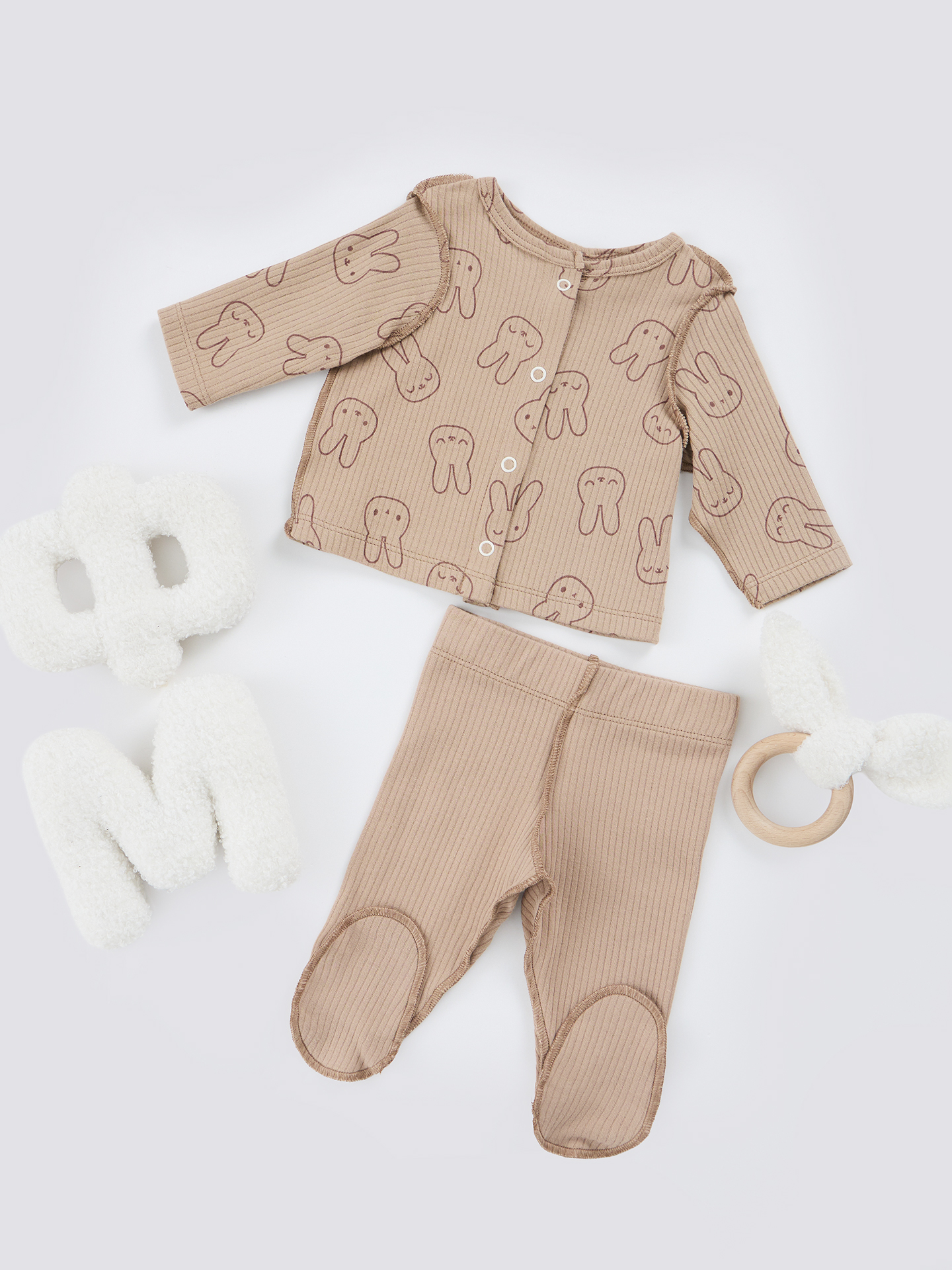 Комплект Mark Formelle (Марк Формэль) 89410/зайки на бежевом +бежевый - фото 1