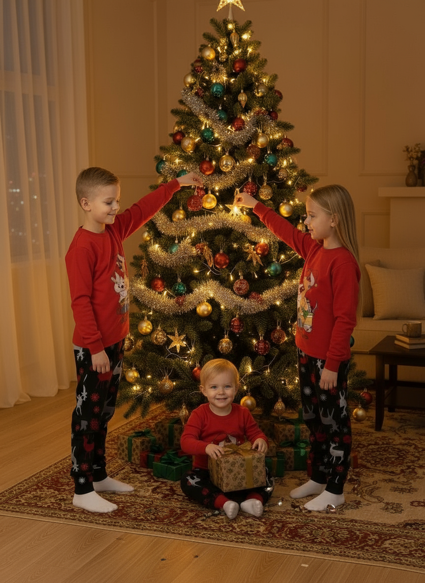 Пижама Утенок ПЖ-1818/1 красный черный олень - фото 2