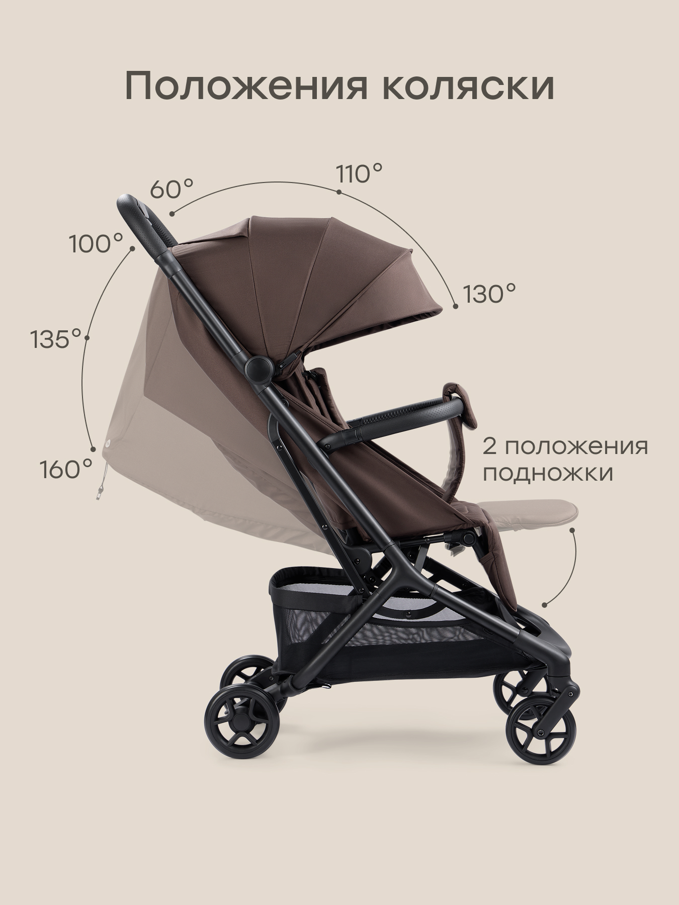 Коляска прогулочная Happy Baby Aira коричневый - фото 8