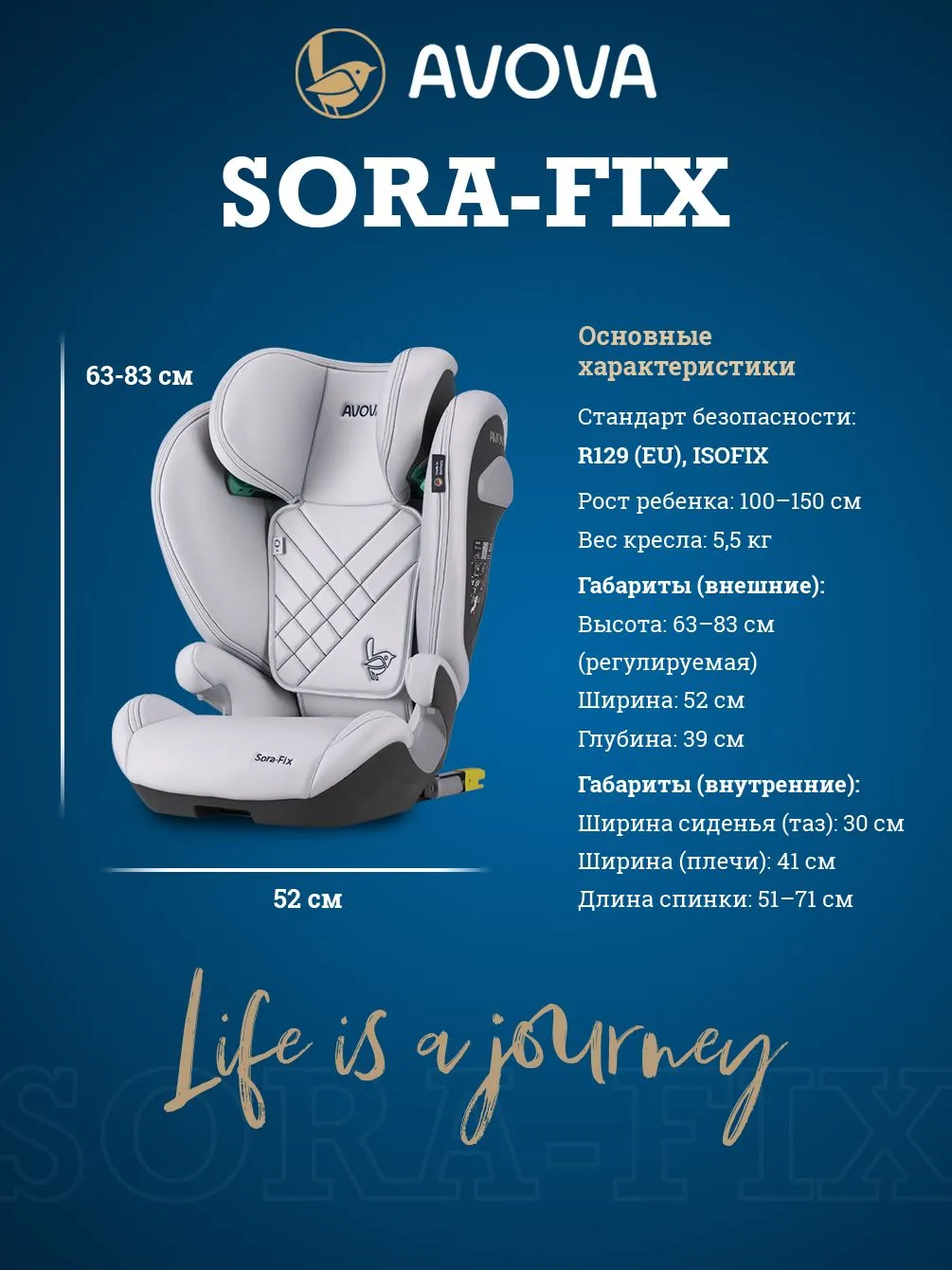 Автокресло Avova Sora-Fix Isofix 2/3 (15-36 кг) серый - фото 4