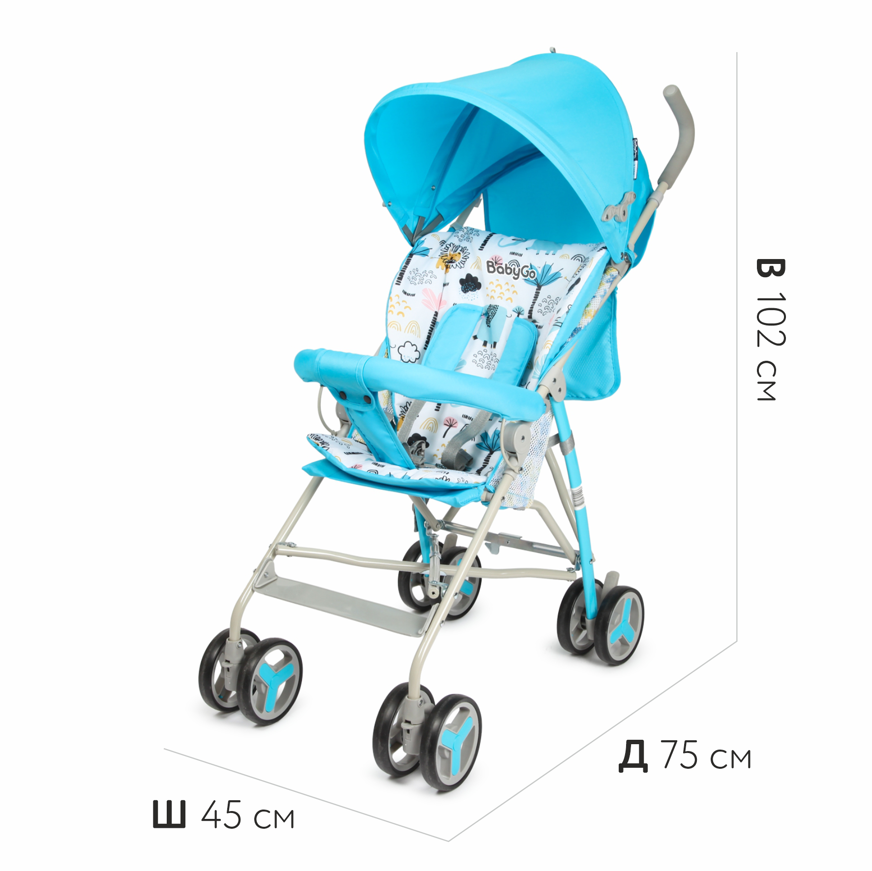 Коляска прогулочная BabyGo Light New голубой - фото 2