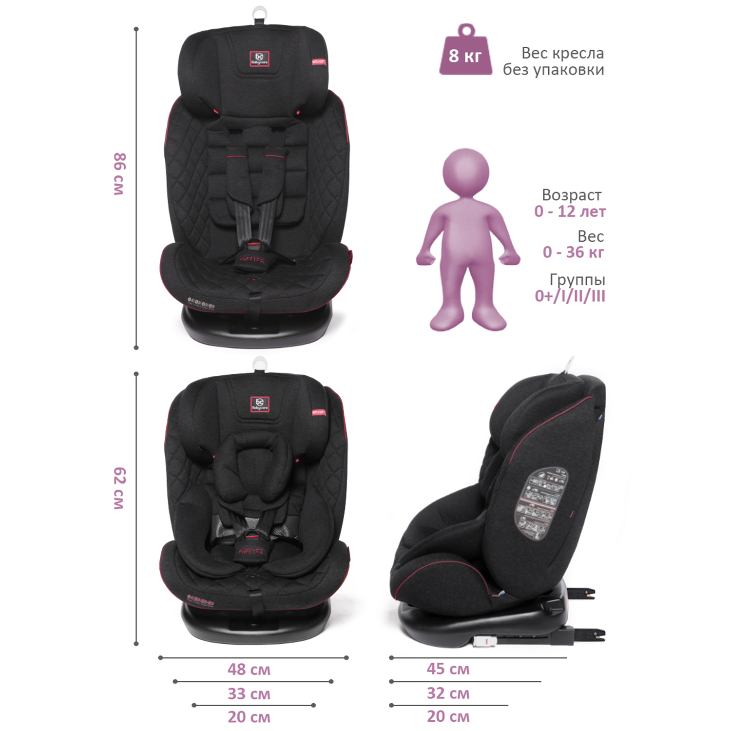 Автокресло BabyCare Shelter Isofix 0+/1/2/3 (0-36 кг) - фото 8