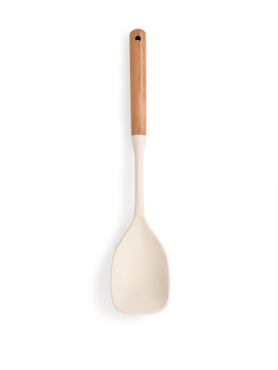 Ложка кулинарная DeNASTIA Силвуд 33x6x4.5 см силикон бук молочный A000354 - фото 7
