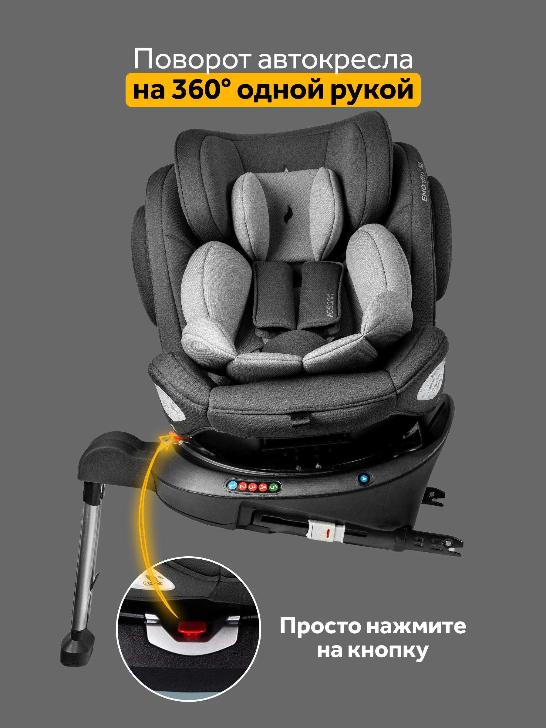Автокресло Osann Eno360 SL Universe Grey Isofix 0+/1/2/3 (0-36 кг) серый - фото 5